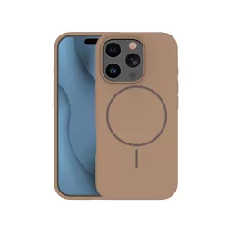 Magsafe Slim szilikon tok - iPhone 15 Pro (6.1") - barna