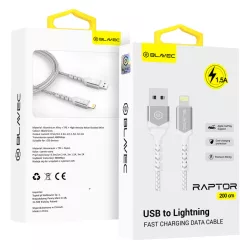 Blavec Cable Raptor USB / Lightning Adat és Töltőkábel (CRA-UL24WS10) - 2,4A / 1 méter - Fehér - ezüst