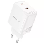   Borofone hálózati töltő BN31 Cargador Gan - 2x Type-C - QC3.0 PD 45W - fehér