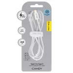 Blavec Candy braided USB / Lightning Adat és Töltőkábel (CCA-UL24W20) - 2.4A / 2 méter Apple Carplay - Fehér