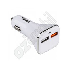 Akyga autós töltő - QC dupla USB 3.0 - AK-CH-08 - 3A -fehér