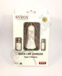 SYROX autós töltő szett SYX-C48 (2,4 A) - 2 in 1 -Type-C