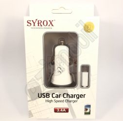 SYROX autós töltő szett SYX-C26 (3,4A) - Fehér - MicroUSB