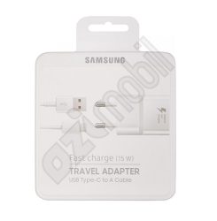 Gyári Samsung hálózati töltő szett Type-C gyors töltő 15W (EP-TA20EWEC) - fehér