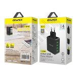 AWEI USB Hálózati töltő C-842 - 4xUSB, 4.0A - fekete 