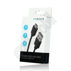 USB és töltőkábel FOREVER - MicroUSB - 1 m-es vezetékkel - fekete (kétoldalas)