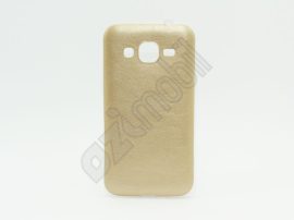 Ultra Slim 0,3 mm - Samsung Galaxy Core Prime / G360 - bőrhatású szilikon hátlap - arany