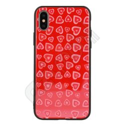 Vennus szíves üveg hátlap - iPhone X / Xs (5.8") - piros