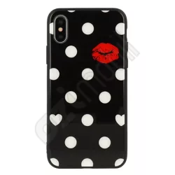 Vennus pöttyös üveg hátlap - Samsung Galaxy J600 / J6 (2018) - fekete