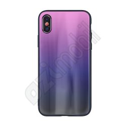 Aurora üveg hátlap - Samsung Galaxy A105 / A10 (2019) - pink / fekete