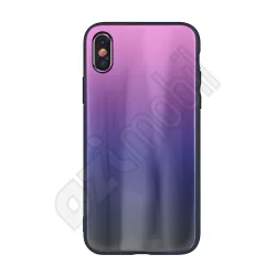 Aurora üveg hátlap - iPhone X / Xs (5.8") - pink / fekete