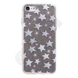 Fashion Glitter Csillag - iPhone 6 / 6s - fekete - szilikon hátlap