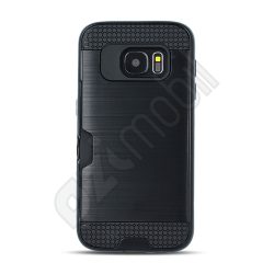 Armor ütésálló hátlap kártya tartóval - Samsung Galaxy A605 / A6 Plus / J800 (2018) - fekete