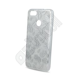 Fashion Glitter - levél2 - iPhone X / Xs (5.8") - ezüst - szilikon hátlap