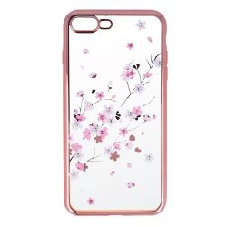 Diamond TPU hátlap - iPhone XR (6.1") - Virágok - rose gold
