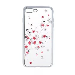 Diamond TPU hátlap - iPhone 7 / 8 - Virágok - ezüst