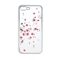 Diamond TPU hátlap - iPhone 7 Plus / 8 Plus - Virágok - ezüst
