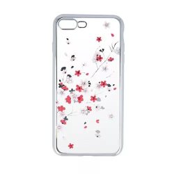 Diamond TPU hátlap - iPhone X / Xs  (5.8") - Virágok - ezüst