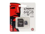   Kingston Memóriakártya - MicroSD - 64GB - Class 10 - adapteres