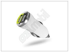 USB Dual micro szivargyújtó töltő adapter - 5V/1A+2,1A - fehér