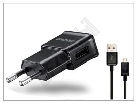 Samsung gyári USB hálózati töltő adapter micro USB kábellel - 5V/1A - ETA0U81EBE black (csomagolás nélküli)