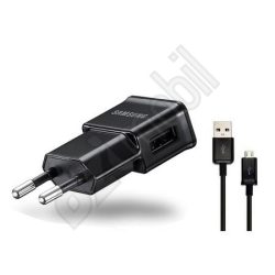 Samsung gyári USB hálózati töltő adapter + micro USB adatkábel - 5V/1A - ETA0U81EBE black (csomagolás nélküli/enyhén karcos)