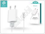   Apple iPhone 5/5S/5C/SE/6S/6S Plus USB hálózati töltő adapter + lightning adatkábel - 5V/1A - Devia Smart Charger Suit - white