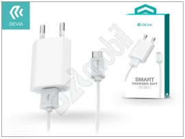 USB hálózati töltő adapter + Type-C adatkábel 1 m-es vezetékkel - 5V/1A - Devia Smart Charger Suit - white