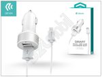   Univerzális Dual USB szivargyújtó töltő adapter + micro USB adatkábel 1 m-es vezetékkel - 5V/2,4A - Devia Smart Dual USB Car Charger Suit - white