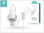   Univerzális Dual USB szivargyújtó töltő adapter + Type-C adatkábel 1 m-es vezetékkel - 5V/2,4A - Devia Smart Dual USB Car Charger Suit - white