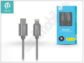 USB Type-C - Lightning adat- és töltőkábel 1 m-es vezetékkel - Devia Gracious USB Type-C to Lightning Cable - grey