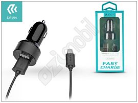 Univerzális Dual USB szivargyújtó töltő adapter + micro USB adatkábel 1 m-es vezetékkel - 5V/2,4A - Devia Smart Dual USB Car Charger Suit - black