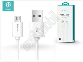 USB - micro USB adat- és töltőkábel 1 m-es vezetékkel - Devia Smart Cable - white