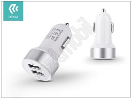 Devia Smart Dual USB szivargyújtós töltő adapter - 5V/2,4A - white/silver